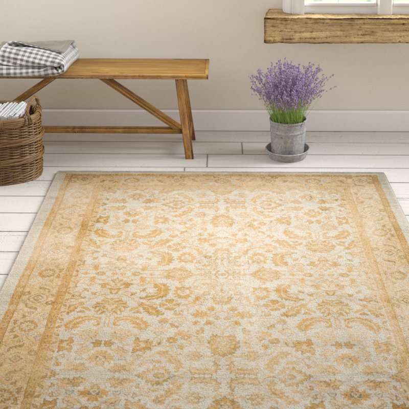 Ophelia & Co. Erwin Floral Light Blue/Gold Area Rug & Reviews Wayfair